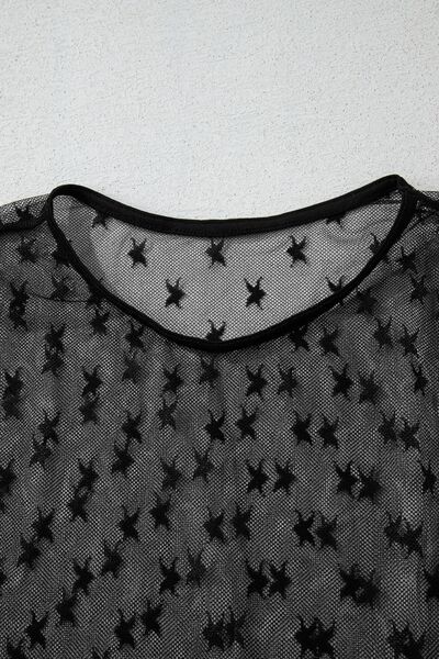 Aurora® | Transparent blouse with a star crew neck and long sleeves
