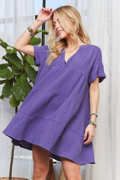 Belén® | Tiered short sleeve dress with notches