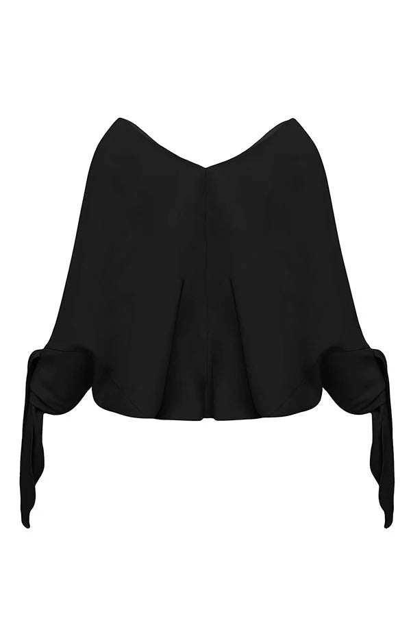 Edith® | Joyful Bond Linen Blend V-neck Knotted Cuff Half Sleeve Loose Top