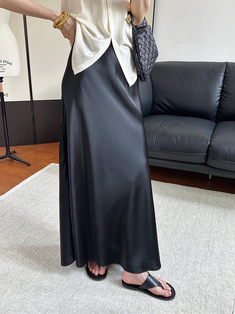 Coralie® | Trendy striped satin A-line skirt for women