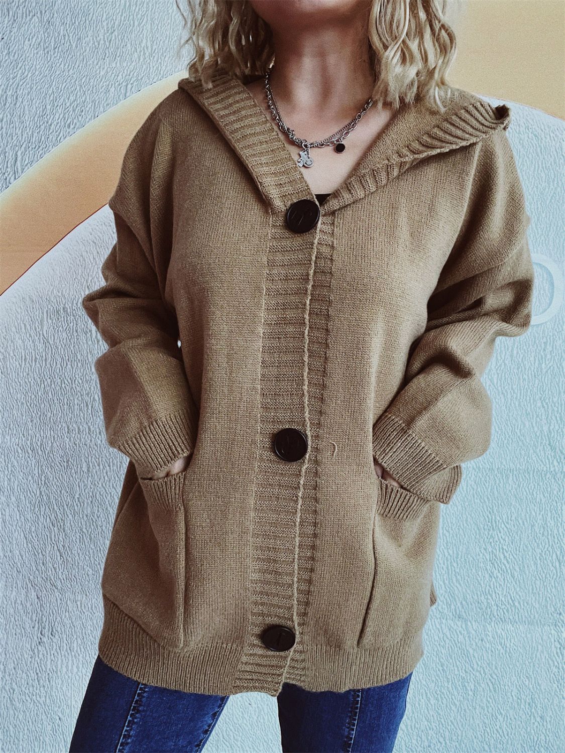Beatrice® | Long-sleeved cardigan with hood and dropped shoulders