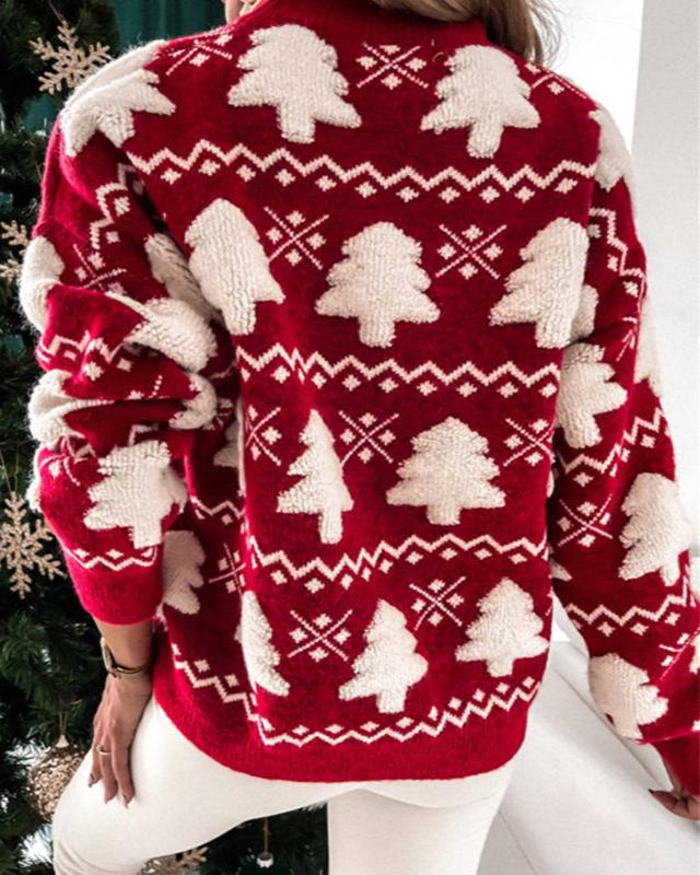 Ariadna® | Embroidered sweater with 3D Christmas tree print