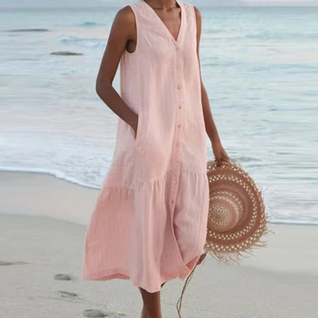 Sheila | Elegant Button-Down Summer Dress for Comfort and Style