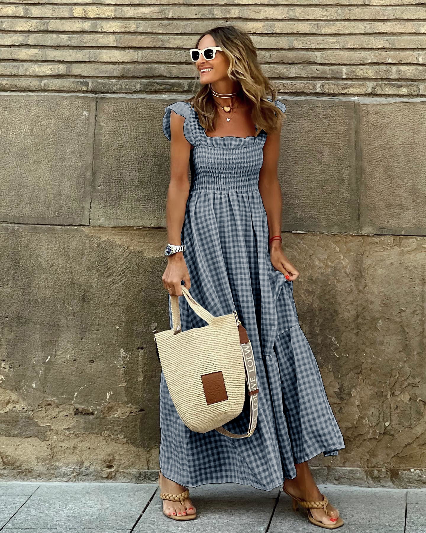 Christine | Elegant Sleeve Smocked Maxi Dress
