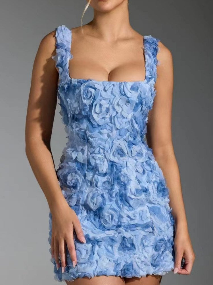 Christina® | Mini dress with corset and floral appliqués in white