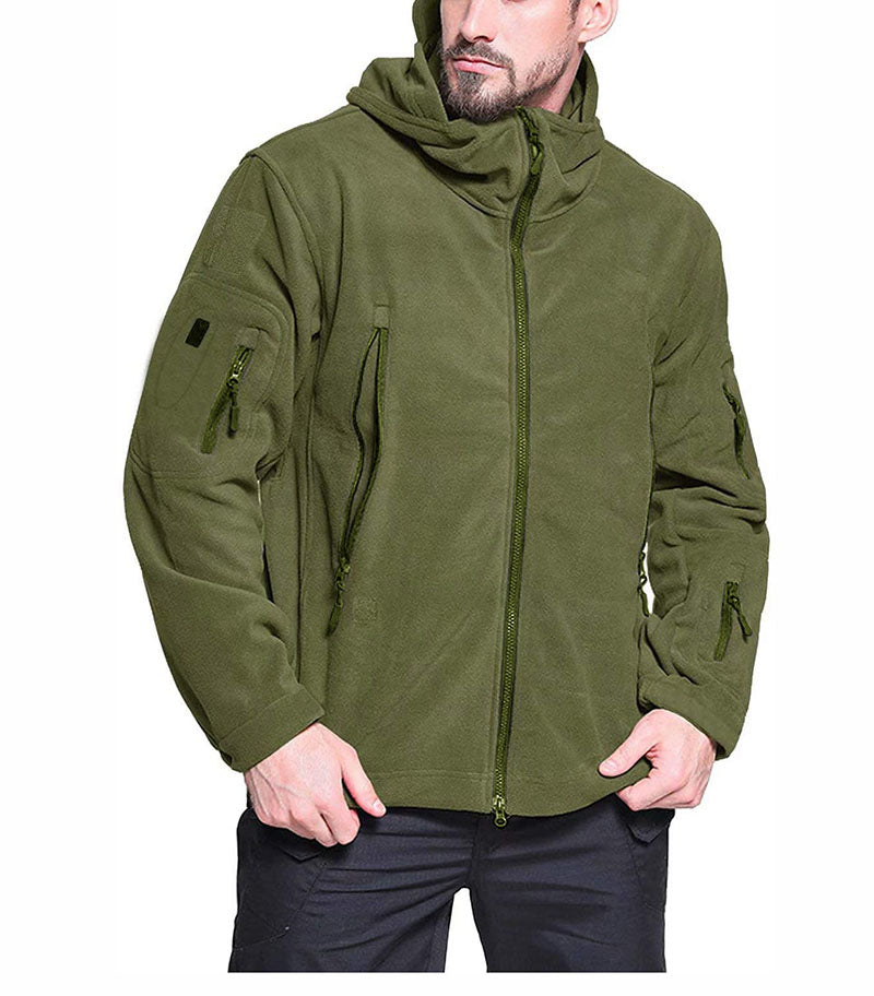 Men’s Fleece Jacket – Hooded – Relaxed Fit – Zippered Pockets – Windproof – Full Zip