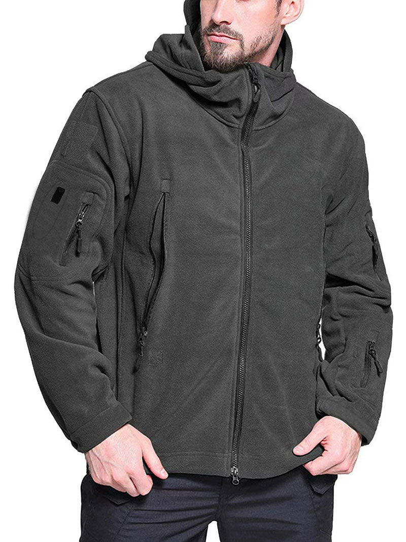 Men’s Fleece Jacket – Hooded – Relaxed Fit – Zippered Pockets – Windproof – Full Zip