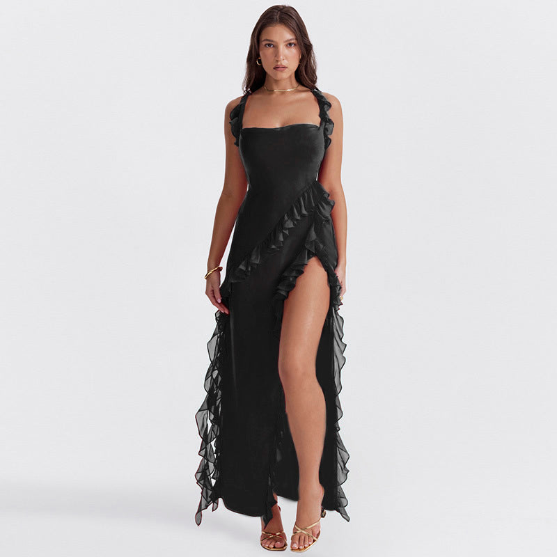 Diana® | Long dress with ruffles and opening