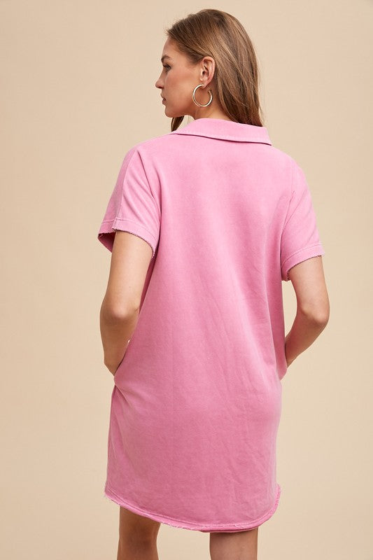 Cara® | Short sleeve dress with mineral washed collar