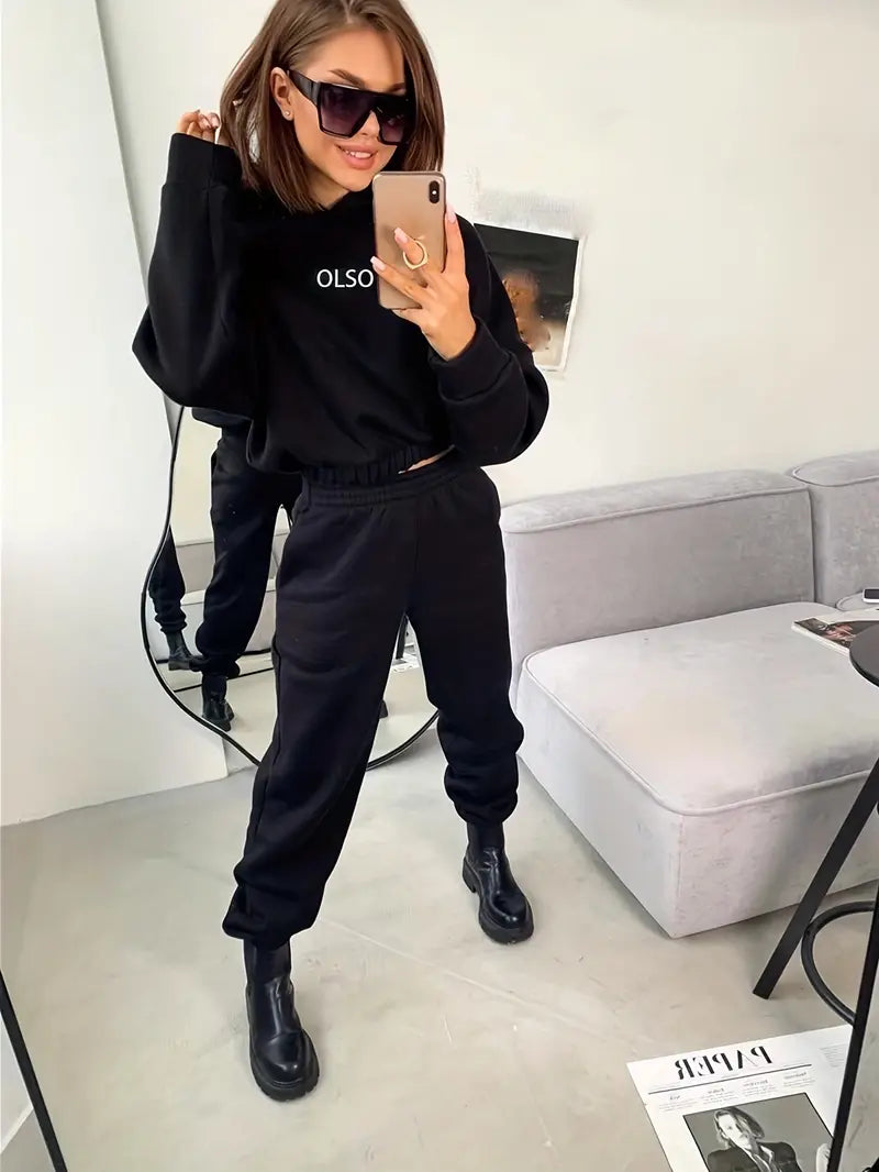 Antonella® | Casual two-piece set with hoodie and print