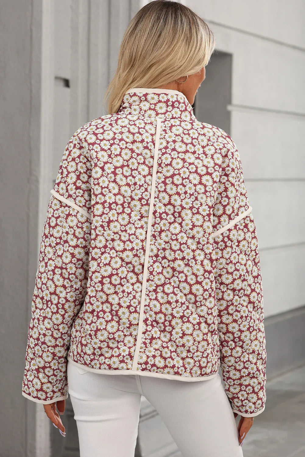 Bernadette® | Floral coat with stand-up collar and press studs