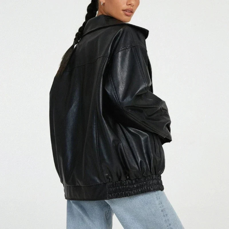 Cassandra® | Oversized women's leather jacket