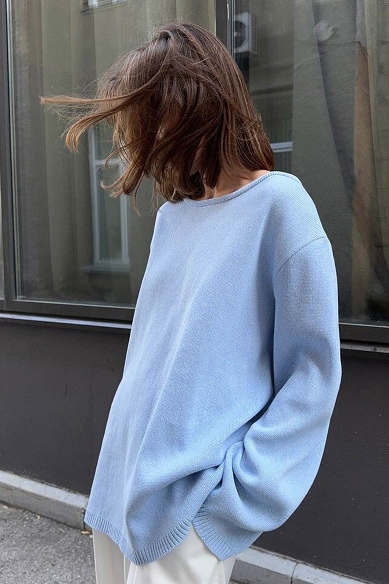 Elena® | Crew Neck Backless Cotton Sweater