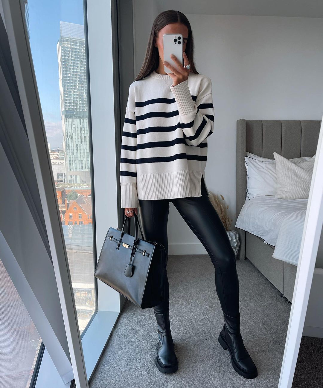 Cassandra® | White striped mesh blouse