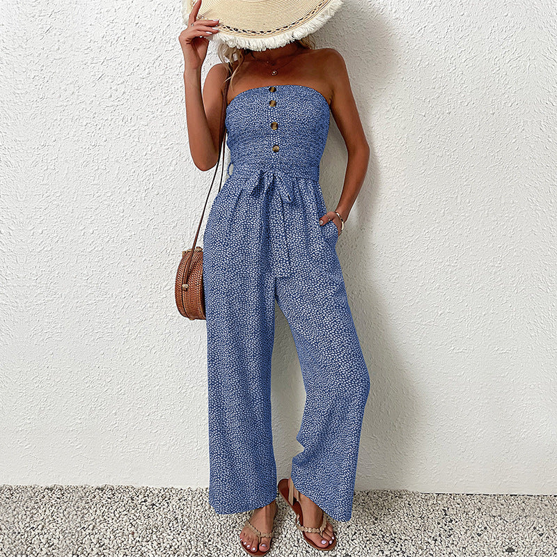 Claudia® | Purple jumpsuit with strapless bow