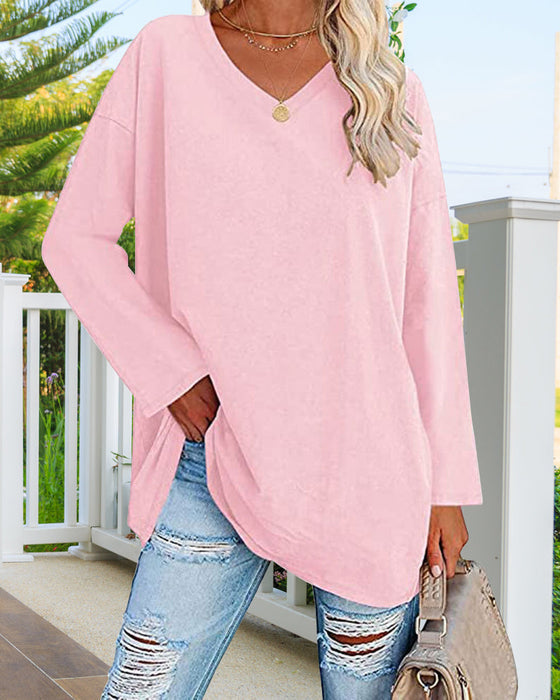 Briham® | Colorful Women'S Blouse With Long Sleeves And V-Neck