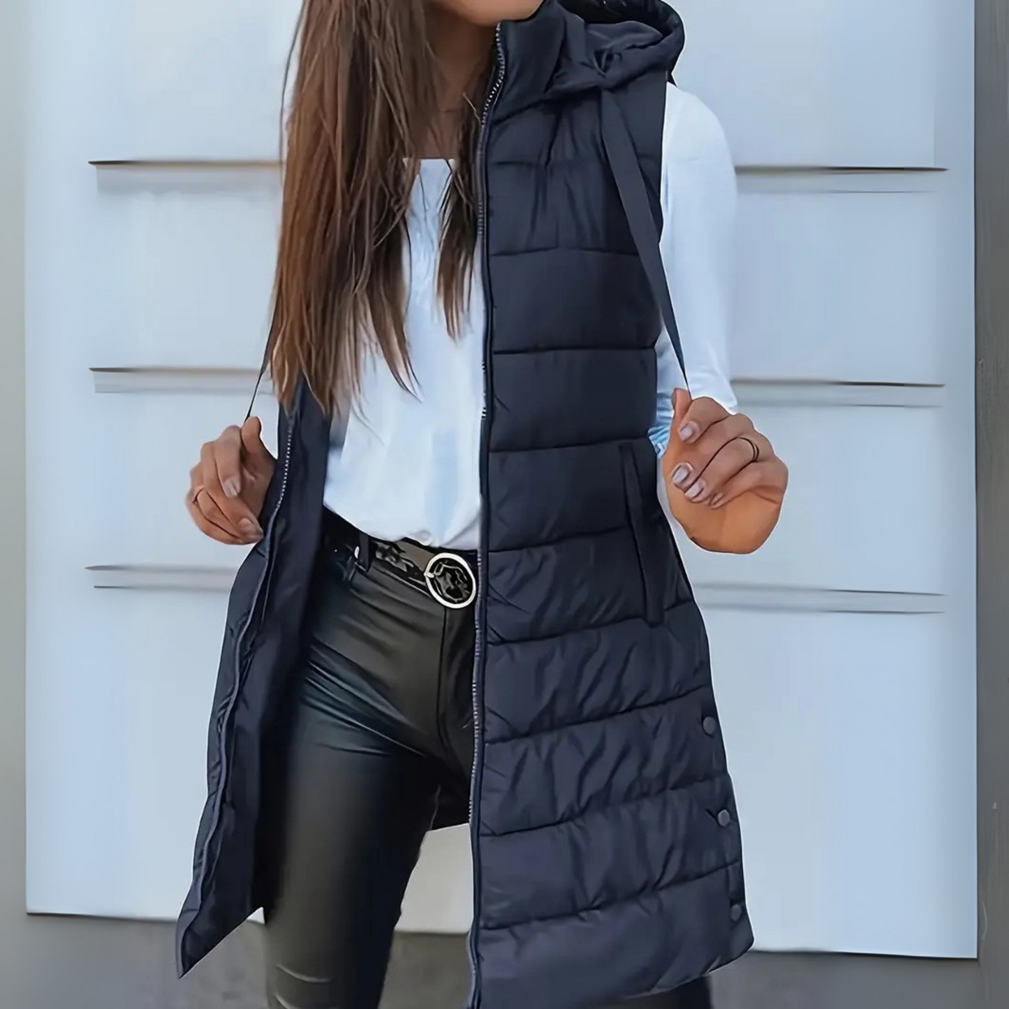 Dolores | Casual sleeveless hooded puffer vest