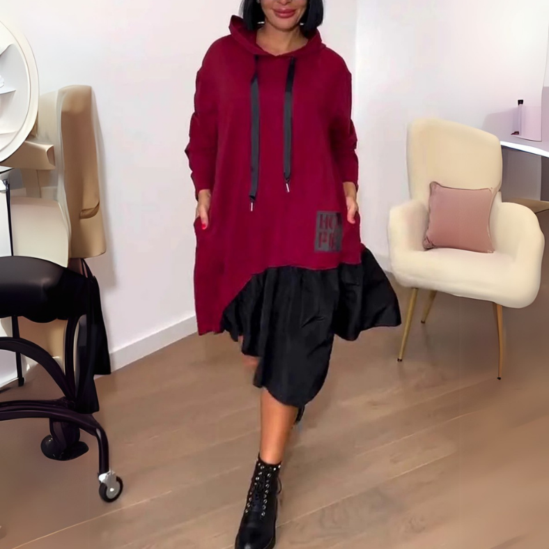 Elisa® | Comfortable women's hooded dress with long sleeves