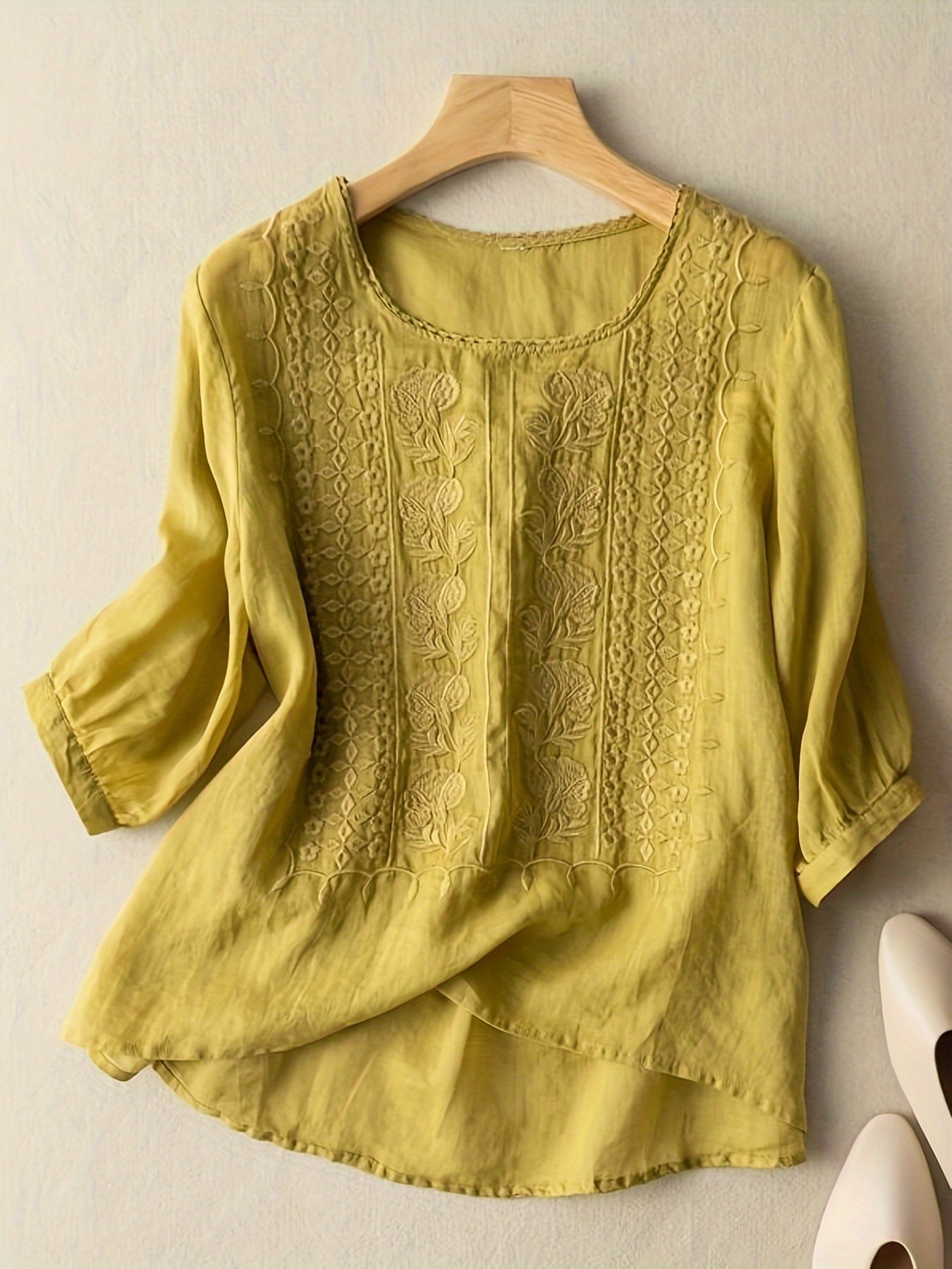 Brenna® | Embroidered Floral Cotton Blouse