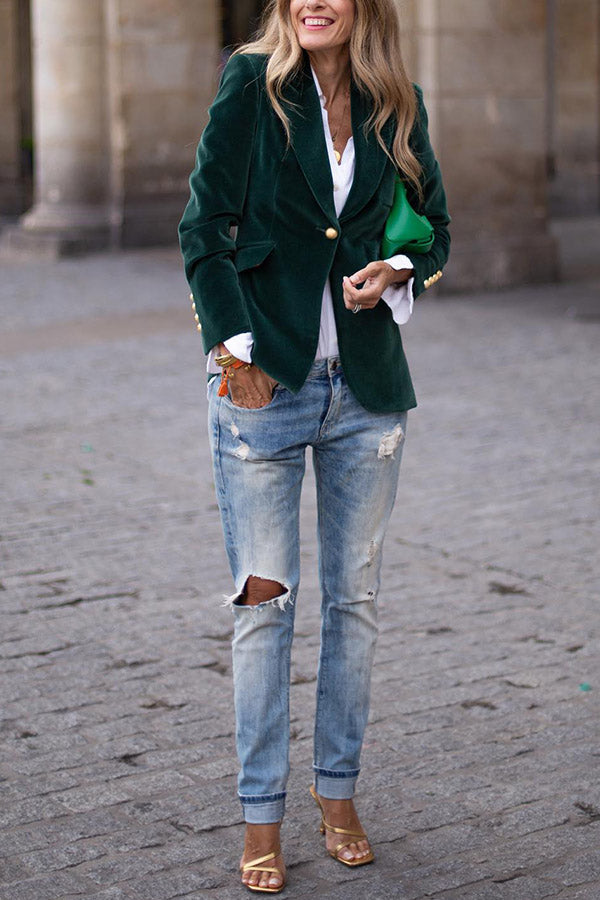 Angela® | lapel one button blazer