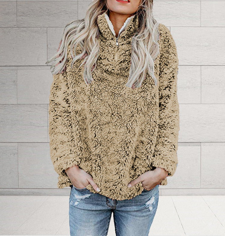 Brittt® | High Neck Long Sleeve Zip Up Blouse