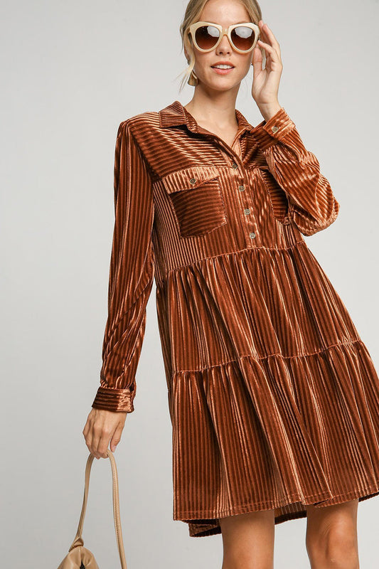 Eliza® | Structured, long-sleeved dress with a tiered collar