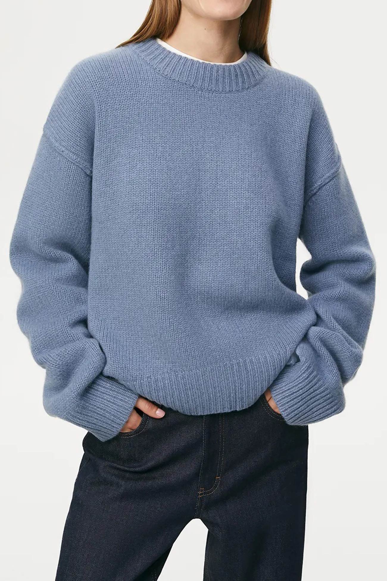 Carmen® | Round Neck Solid Color Pullover Sweater