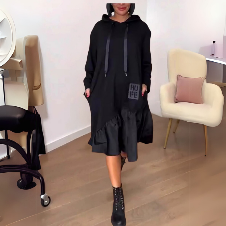 Elisa® | Comfortable women's hooded dress with long sleeves