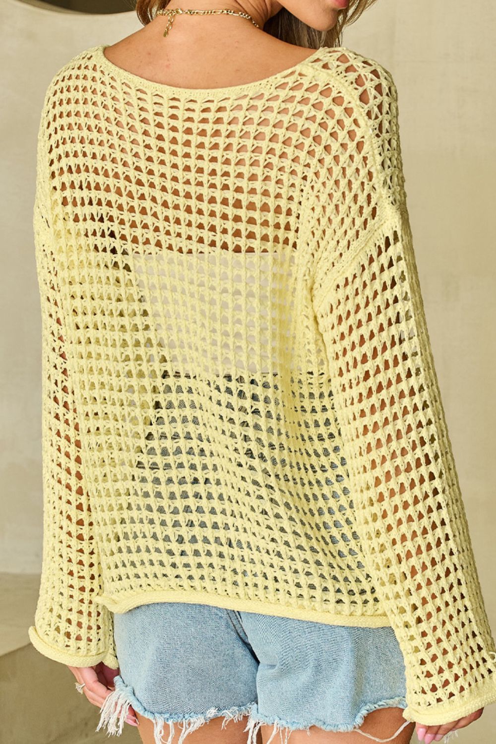 Blanca® | Openwork knitted dress with a round neckline and low shoulders