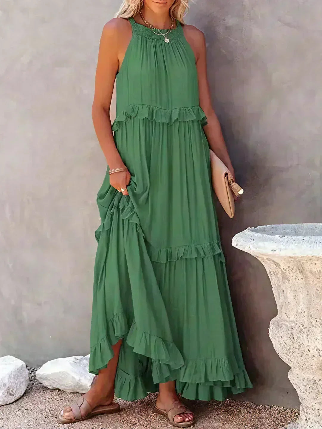 Molly | Elegant Sleeveless Ruffle Trim Dress for Women