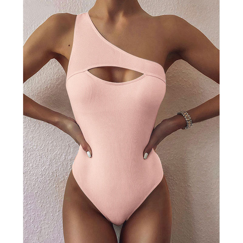 Audelia® | Bikini Solid Color One-Shoulder One-Piece Swimsuit Women