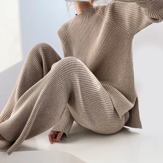 Virginia | Women's Wide Leg Ribbed Knit Two-Piece Set