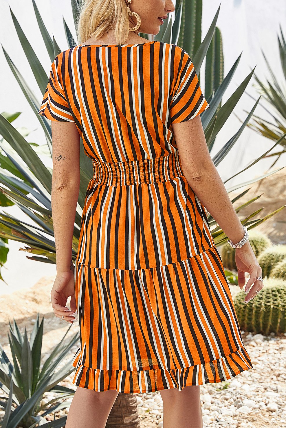 Cecilia® | Short striped dress with elastic waistband