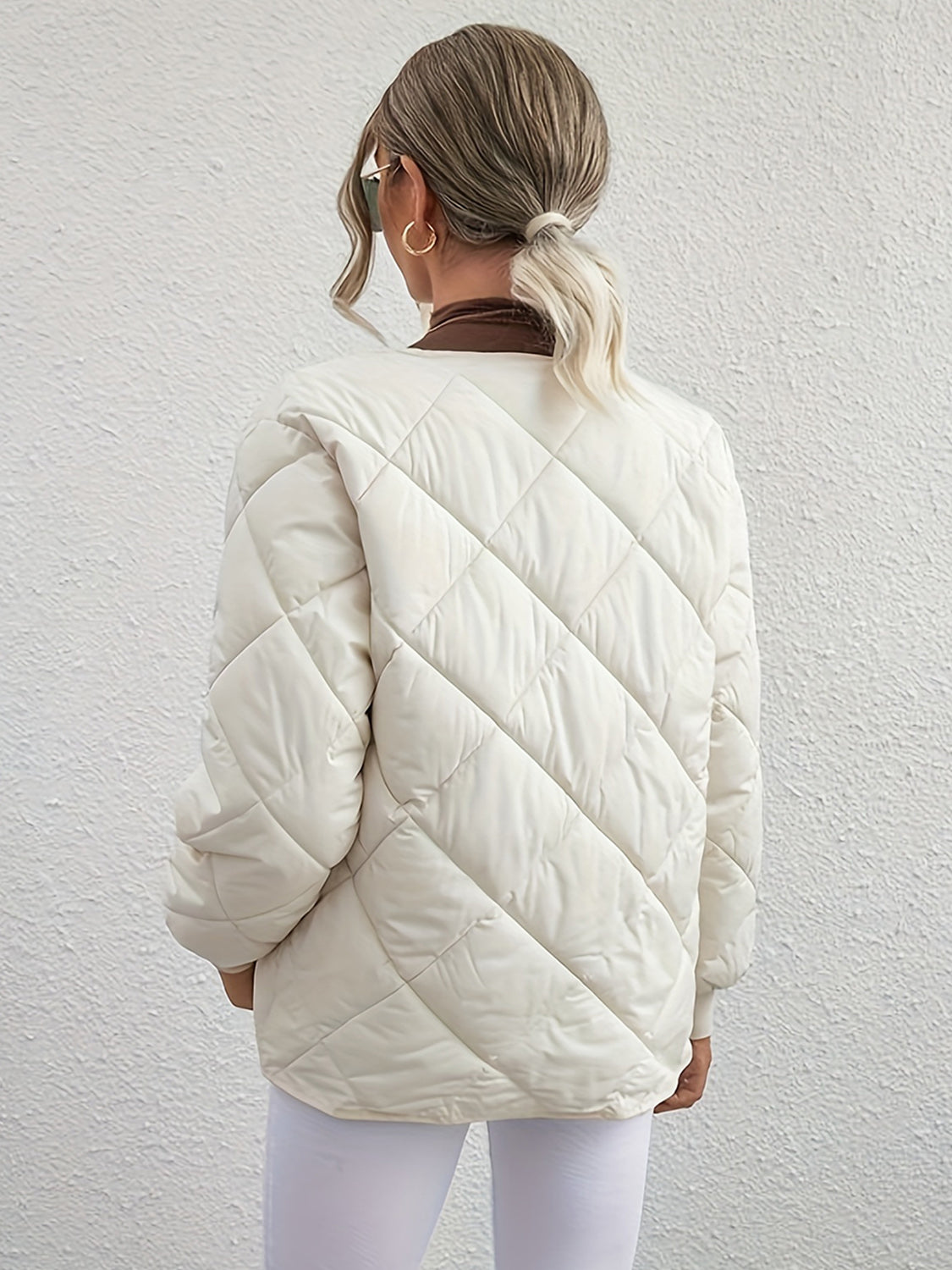 Antonella® | Long sleeve winter coat with bubble structure and snap buttons