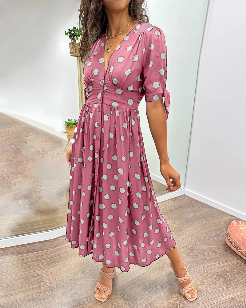 Cristina® | V-neck dress with polka dots