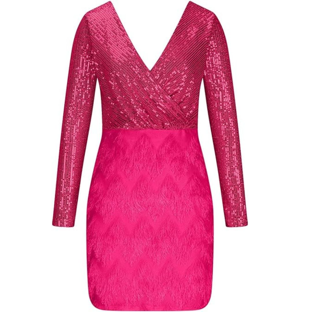 Amalberga® | Heidi-Mode Sequin Dress With V-Neck