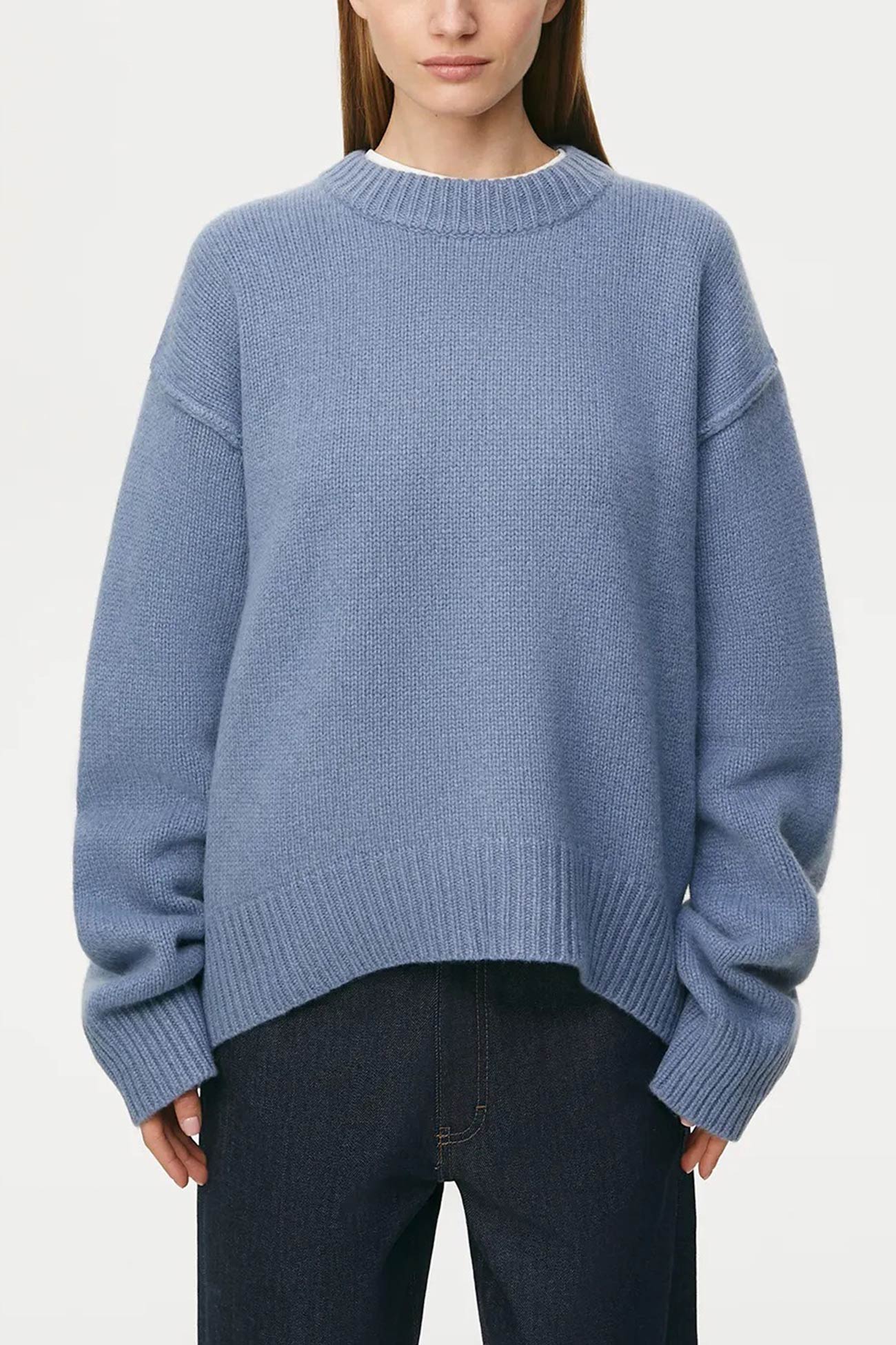 Carmen® | Round Neck Solid Color Pullover Sweater