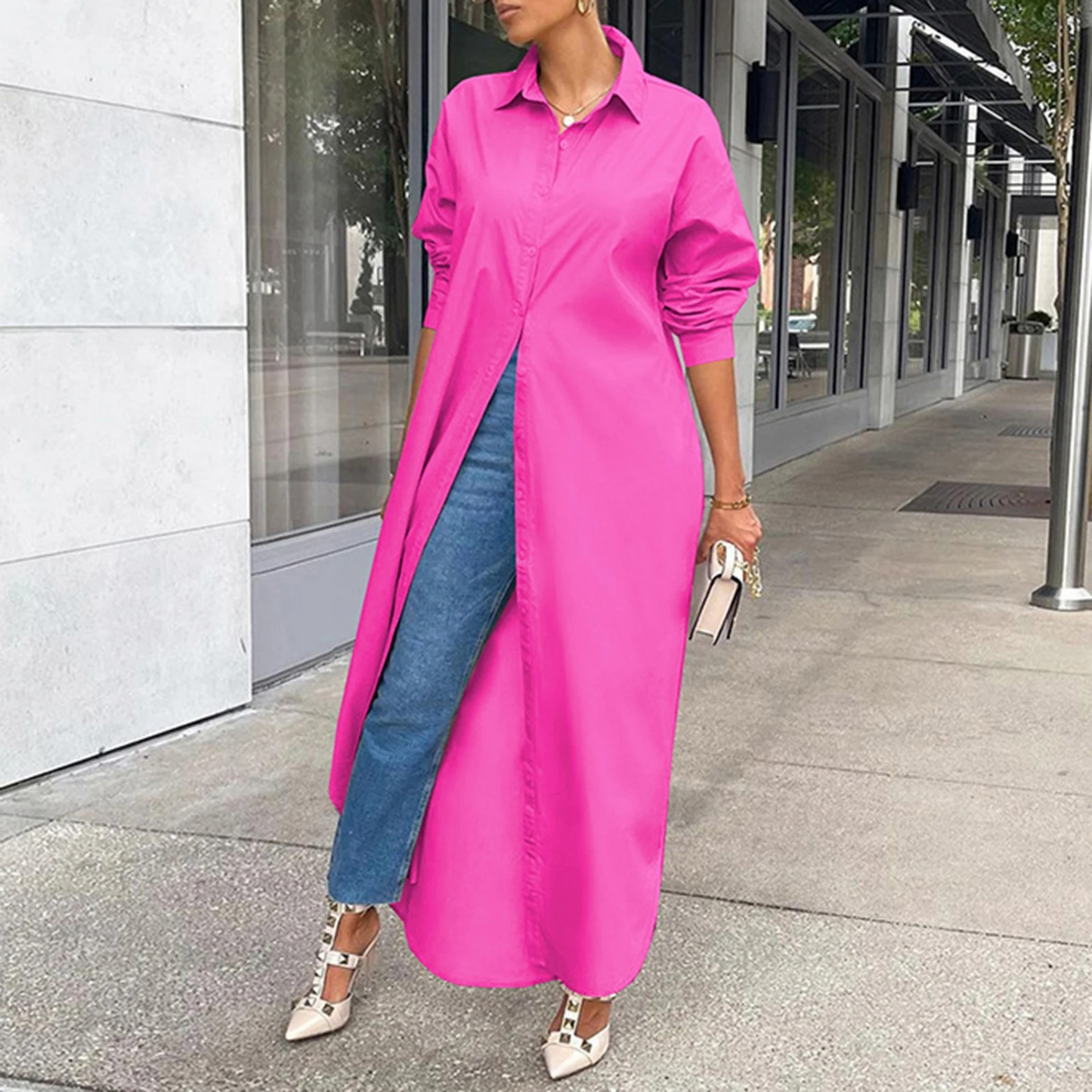 Eleanor® | Elegant And Versatile Long-Sleeved Button-Down Maxi Dress