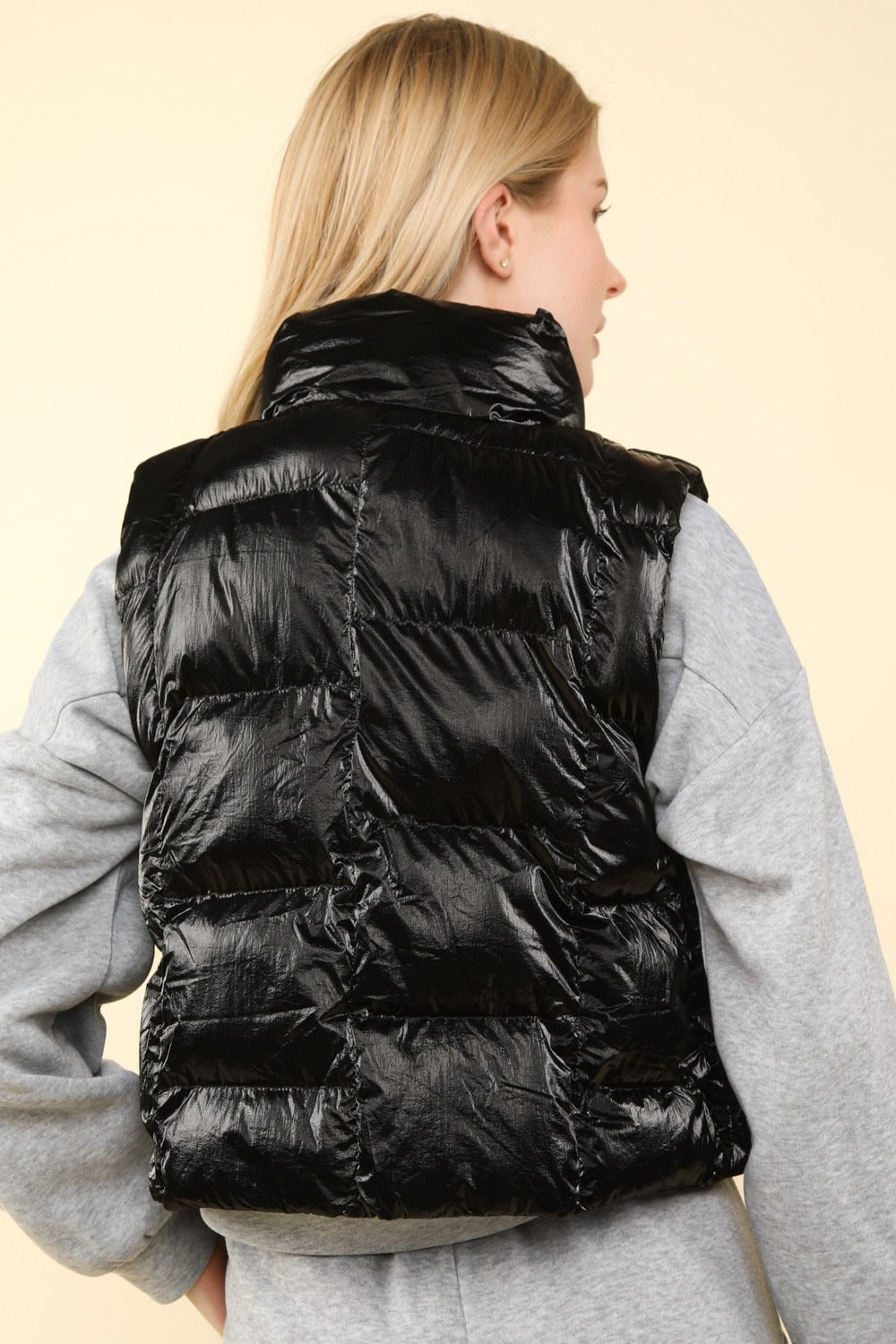 Dagmar® | Shiny metallic puffer vest with zip fastening