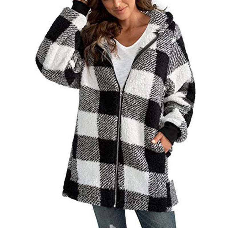 Alina | Checked hooded jacket for women