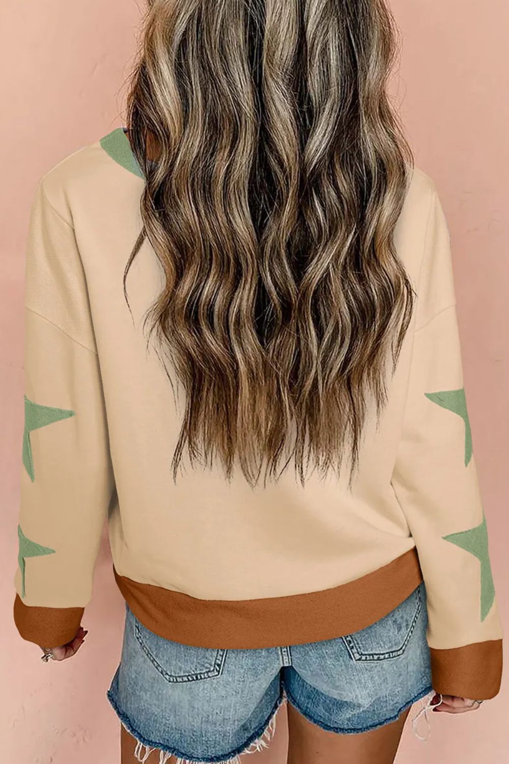 Annelies® | Long sleeve sweatshirt with star contrast crew neck