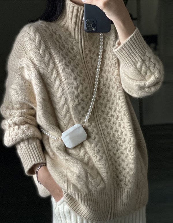 Begoña | Modern Roll Collar Knit Jacket for Women