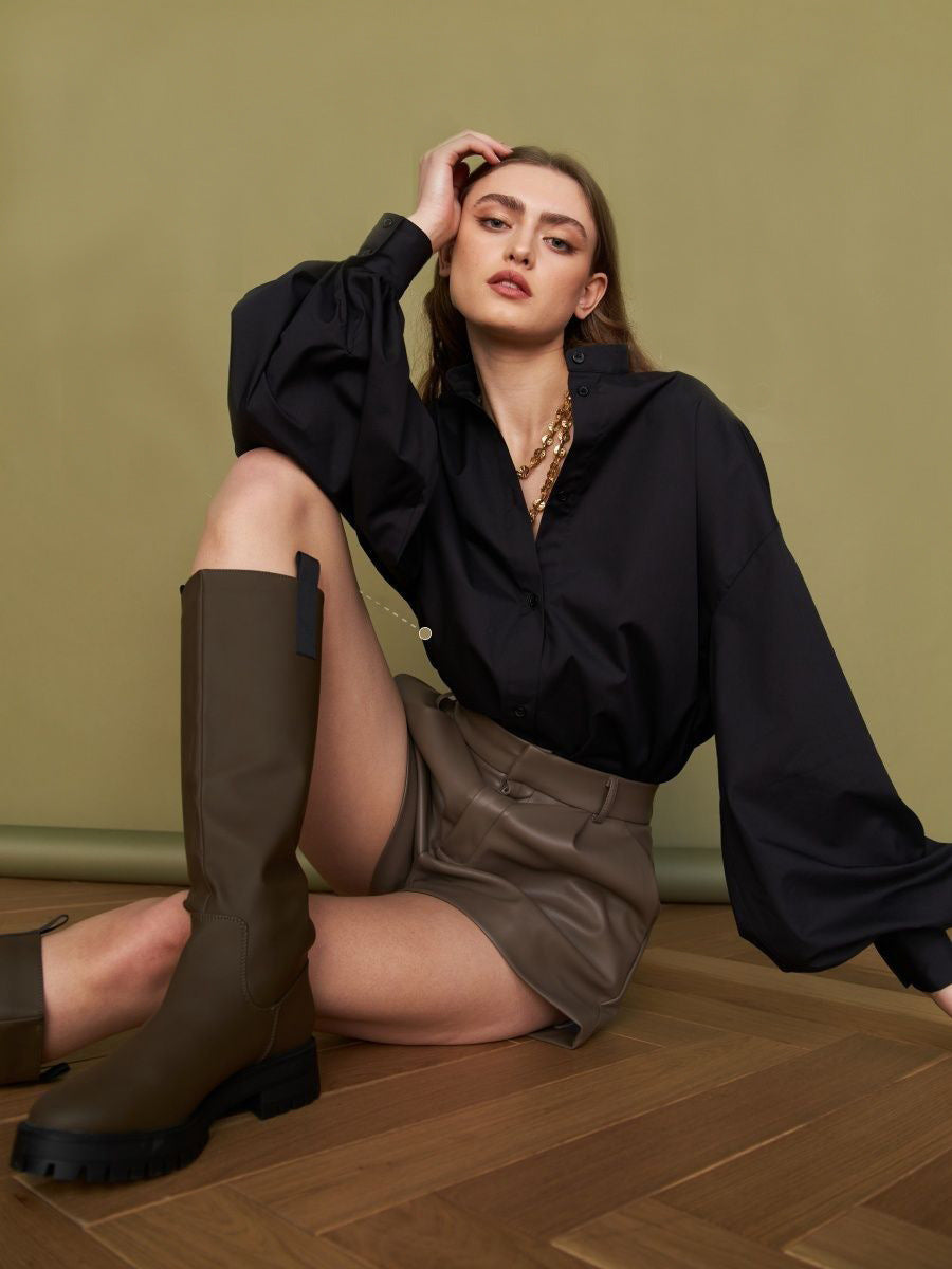 Blanca® | Cherry colored long sleeve puff shirt