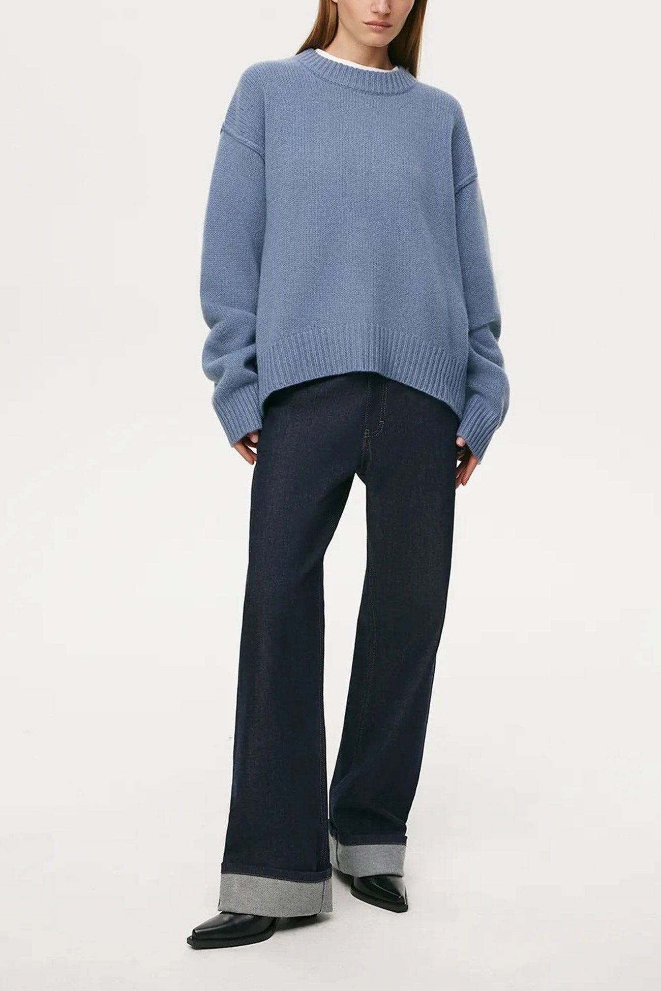 Carmen® | Round Neck Solid Color Pullover Sweater