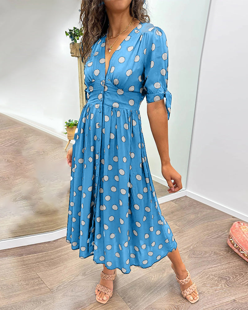 Cristina® | V-neck dress with polka dots