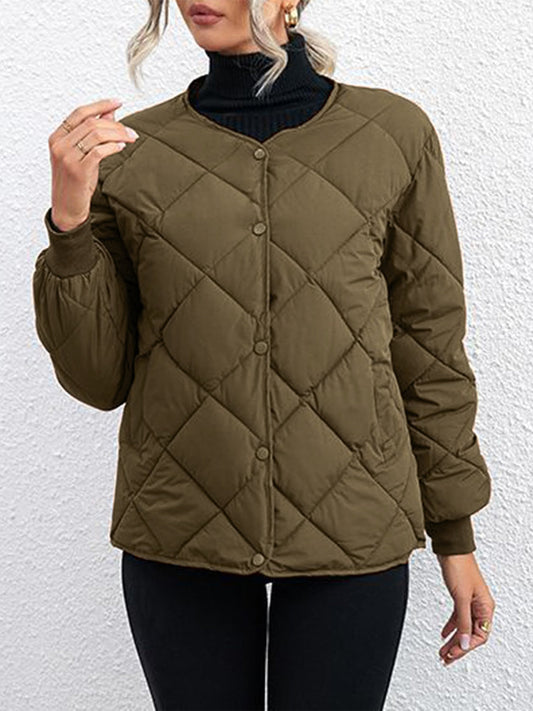 Antonella® | Long sleeve winter coat with bubble structure and snap buttons