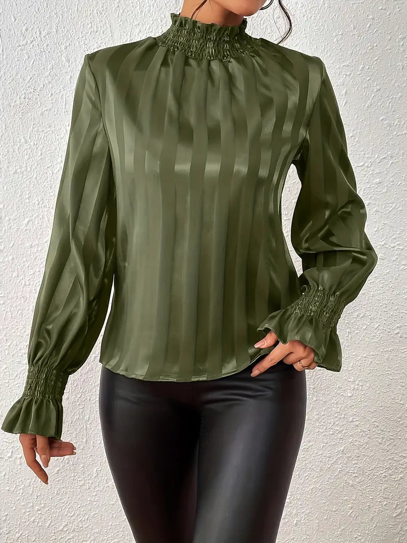 Amara® | Elegant Striped Satin Blouse