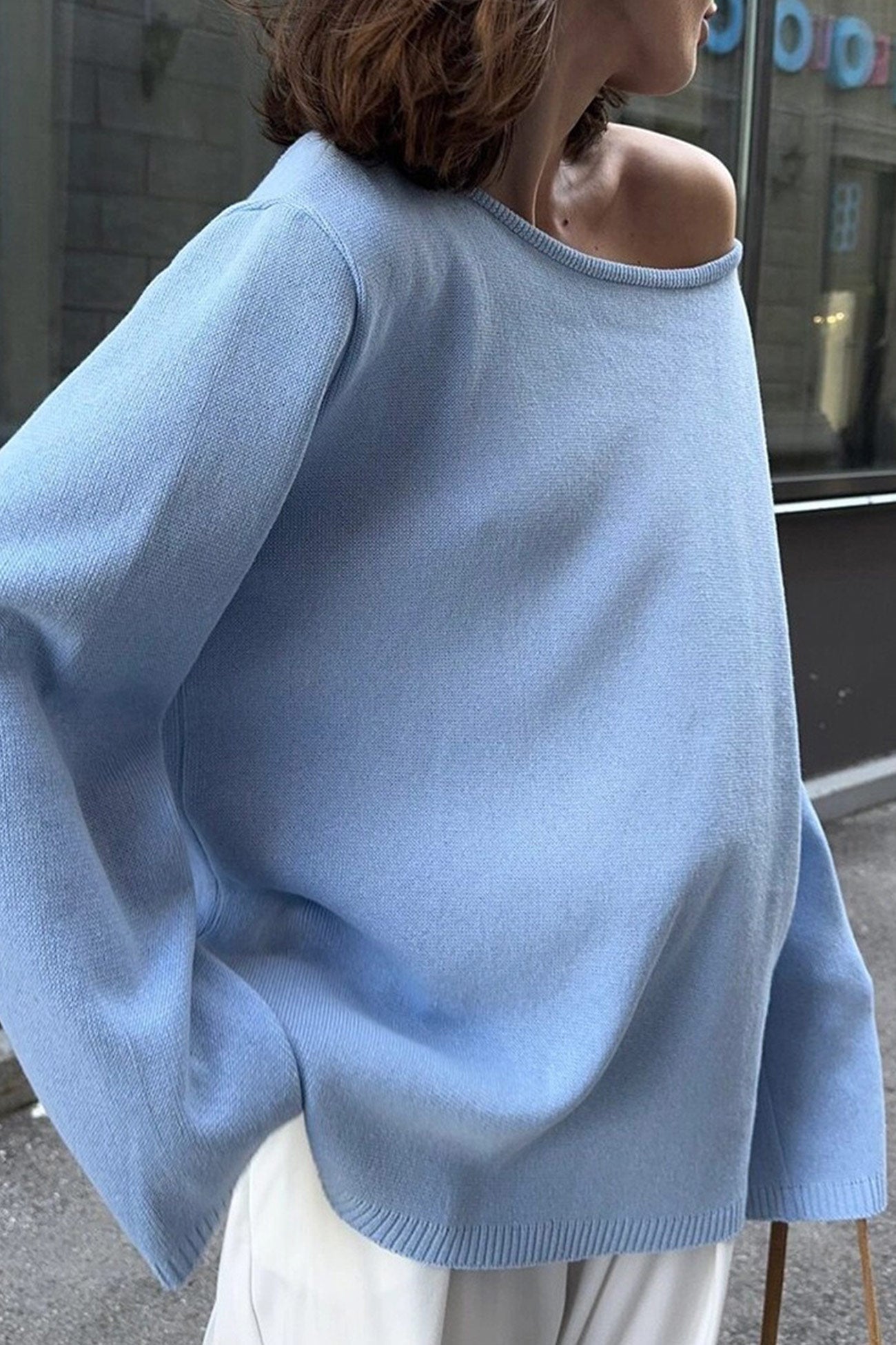 Elena® | Crew Neck Backless Cotton Sweater
