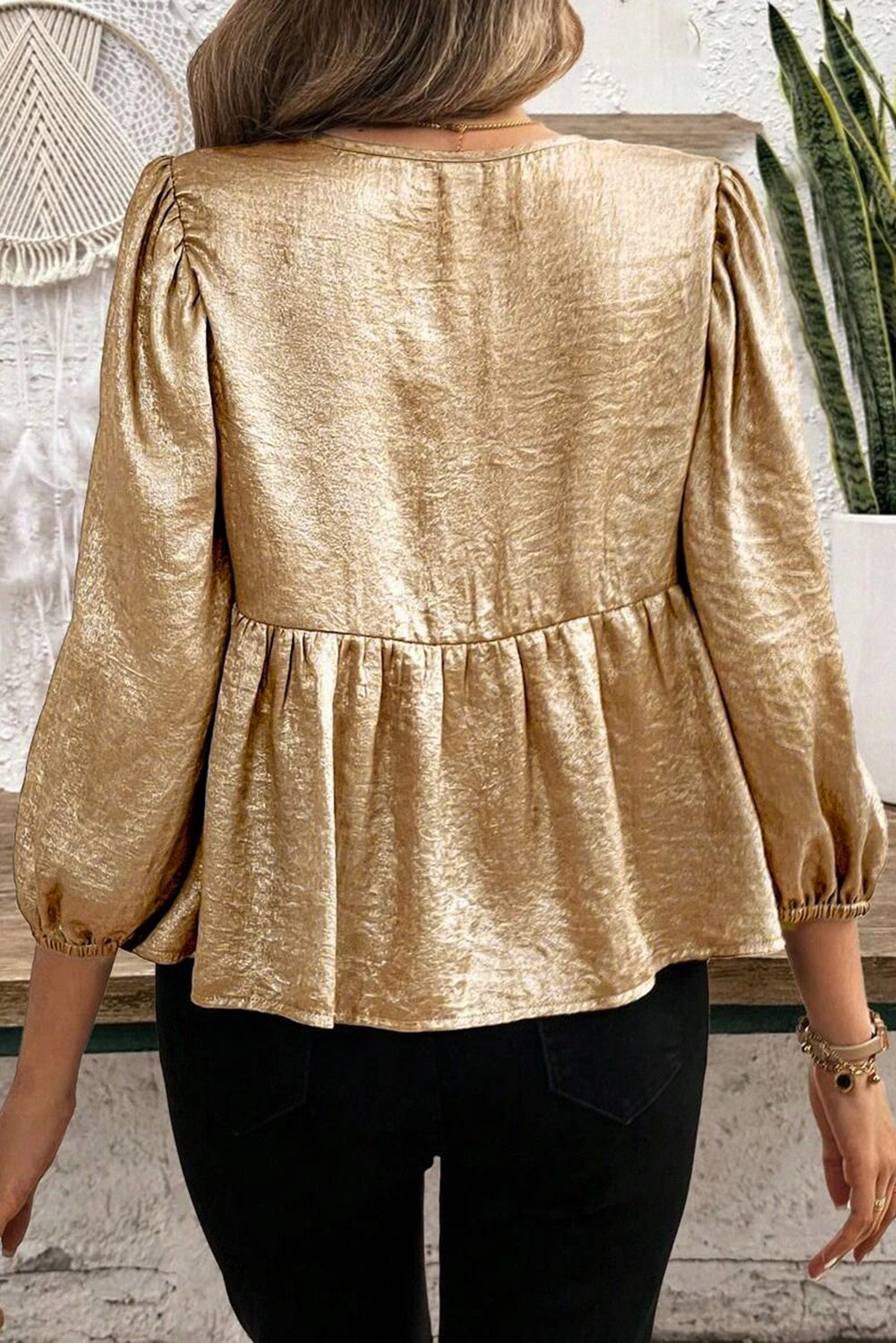 Carina® | Knotted blouse with three-quarter sleeves and peplum