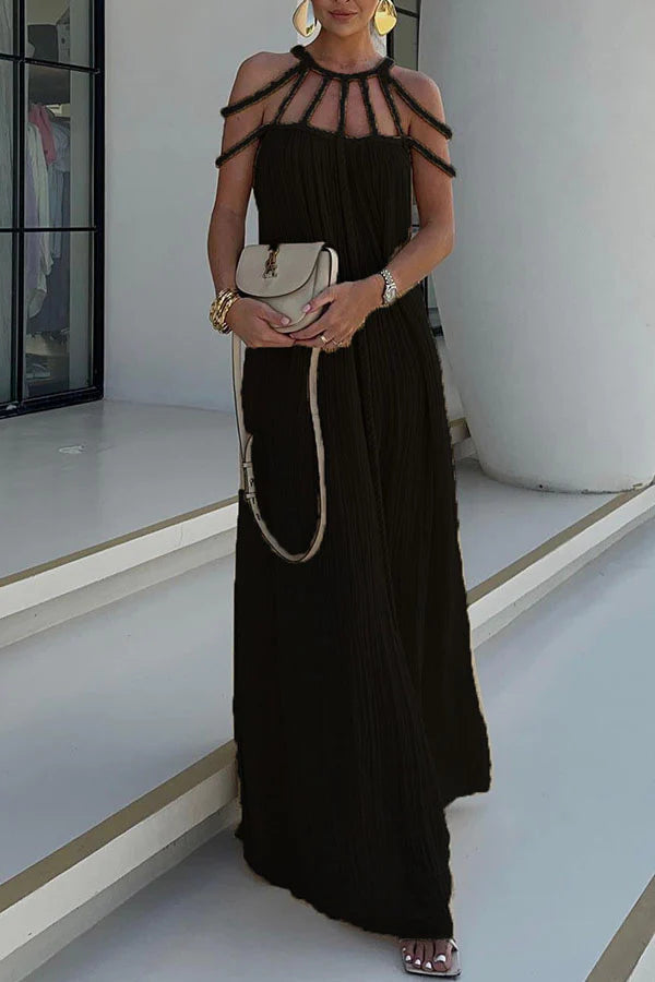 Barbara® | Modern and sophisticated maxi dress with draped braids in linen blend